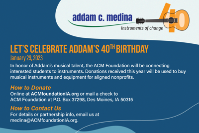 Addam's 40th Birthday Musical Instrument Drive
